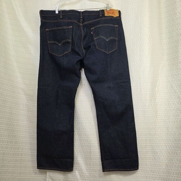 Levi's 501 Jeans Straight Leg Button Fly Blue Dark Wash Size 44X30 - Picture 3 of 11